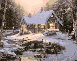 Картина по номерам Дом зимой. Новогодняя © 40*50 см Оригами LW 3255