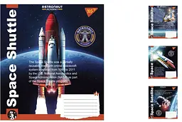 
Зошити учнівські 36 аркушів клітинка. YES Astronaut academy, зошит дя записів 15 шт. в упаковці