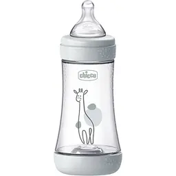 Пляшка для годування Chicco Perfect 5 пластикова із силіконовою соскою 2+ місяці сірий 240 мл (20223.32.40)