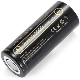 Акумулятор 26650 LiitoKala Lii-50A 5000 mAh силовий літій-іонний Li-Ion 25А, 3.7V Плоский плюс (19312) - мініатюра 1