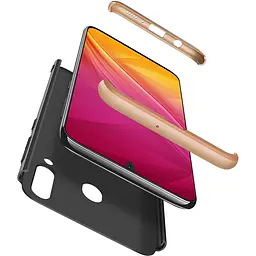 Чохол-накладка GKK 3 in 1 Hard PC Case Samsung Galaxy A20/A30 Gold/Black - мініатюра 2