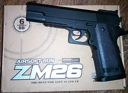 Дитячий пістолет на кульках 6 мм ZM26 металевий airsoft іграшка стріляюча BB 18 см - мініатюра 7