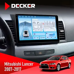 Штатна магнітола Mitsubishi Lancer X 2007-2017 Decker D10-010 6x128, DSP, 4G, 2K Decker (НФ-00009339)