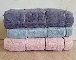 Набір турецьких махрових рушників Cestepe MicroCotton Premium 3 штуки 70x140 Kare 2 щільність 600 г/м2 - мініатюра 3