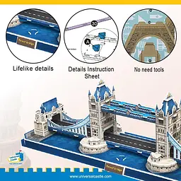 3D пазл Tower Bridge на 67 деталей для дітей і дорослих - мініатюра 8
