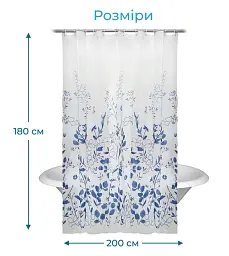 Штора для ванної кімнати TIANA KRAINE Flowers 180х200 см із 12-ма кільцями - мініатюра 3