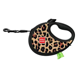 Повідець-рулетка для собак Waudog R-leash з контейнером для пакетів, малюнок "Леопард", світловідбивна стрічка, S, до 12 кг, 3 м - мініатюра 3