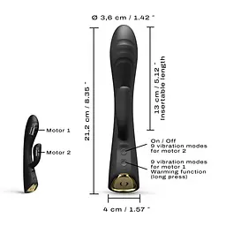 Вібратор-кролик з підігрівом Dorcel FLEXI RABBIT BLACK, гнучкий стовбур - мініатюра 5