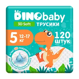 Підгузки Dino Baby 3D Soft 5 розмір (12-17 кг) 120 шт (4 упаковки по 30 шт) (4820204701710)