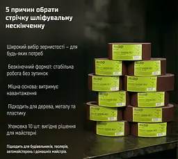 Стрічка шліфувальна нескінченна Alloid Building Tools зерно 80 75х457 мм 10 шт. (SB-457080) - мініатюра 7