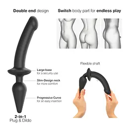 Фалоімітатор з анальною пробкою Strap-On-Me Switch Plug-In Dildo XXL 27.1 см чорний - мініатюра 4