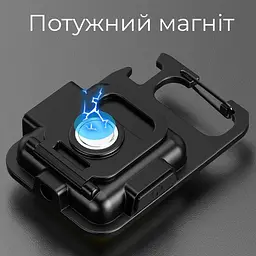 6W ліхтар-брелок 1800 Лм з магнітом Mini COB на акумуляторі 500 мАг, водонепроникність IP44, Чорний (1800LM) - мініатюра 8