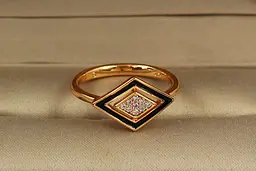 Кільце Xuping Jewelry Ромб з чорнінням р 19 золотисте - мініатюра 2