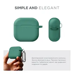 Силіконовий чохол для навушників Apple AirPods 4, Hang Case, зелений, ультратонкий захисний кейс товщиною 2 мм, захист від подряпин, пилу та ударів, компактний, з карабіном для кріплення, ArmorStandart (ARM81289) - мініатюра 2