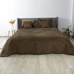 Покривало ТЕП велюрове Velour 220x240 см коричневе Ромб круглий - мініатюра 2