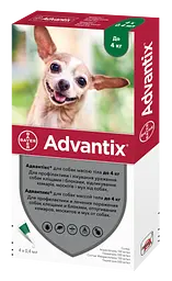 Краплі Elanco (Bayer) Advantix від бліх і кліщів для собак до 4 кг, 4 піпетки - мініатюра 2