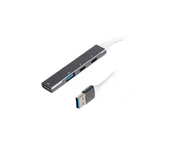 Хаб USB Maxxter HU3A-4P-03, Grey, USB 3.0 - 2xType-C 2.0/1xUSB 3.0/1xUSB 2.0, кабель 13 см, алюмінієвий корпус