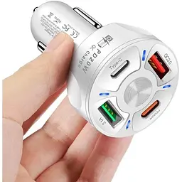 Автомобільний зарядний пристрій No Brand CWa 2USB 2Type-C PD20W QC 3.0 White (3650552) - мініатюра 4