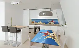 Наклейка на стіл Ракушки ПВХ плівка для меблів пісок море зірка Синій 65х120 см Happy Pocket Z180822 - мініатюра 2