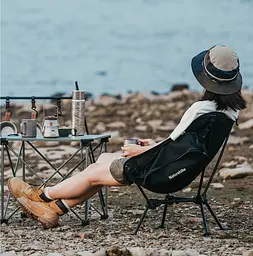 Крісло складане Naturehike Clamshell 001 Triangle Folding Moon Chair Чорний - мініатюра 5
