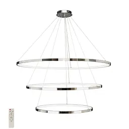 Люстра стельова LED Levistella 7529832-3A CHROME LED (600+800+1000), 164W, три режими світла, хромований метал, сучасний стиль,