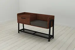 Банкетка з тумбочкою Ferrum-decor Бланка 540x1000x320 метал Чорний ДСП Венге 16 мм (FRD-105310) - мініатюра 4