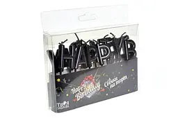 Набір свічок для торта букви Happy Birthday чорні ТМ Твоя забава