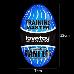 Мастурбатор-яйце Lovetoy Giant Egg Grind Spirals Edition з рельєфом, 12 см (синій) - мініатюра 4