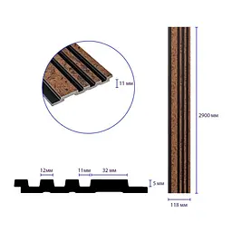 Рейка декоративна Sticker Wall PS 2900х118х11мм Коричневий із золотими вкрапленнями SW-00002140- - мініатюра 3