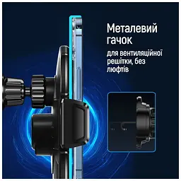Універсальний автотримач ColorWay FlameGrip, автозажим, Wireless Charger 15W Black (CW-CHAW070Q-BK) - мініатюра 10