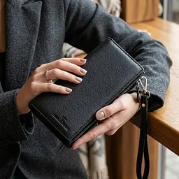 Вертикальний гаманець-клатч унісекс із натуральної шкіри ST Leather 22532 чорний - мініатюра 2
