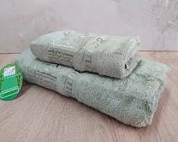 Набір турецьких бамбукових махрових рушників Cestepe 50х90+70х140 Bamboo Zumrut Light Green - мініатюра 3