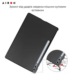 Чехол AIRON Premium для Samsung Galaxy Tab S10 Plus 12.4 2024 с защитной пленкой и салфеткой Black - мініатюра 7