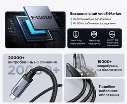 Кабель UGREEN L706 USB-C - USB-C USB4 80 Гбіт/с PD 240 Вт 1 м космічний сірий (65383) - мініатюра 5
