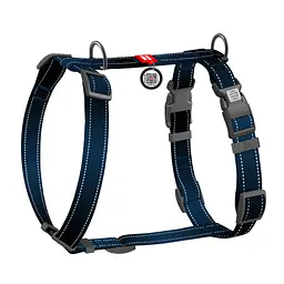 Шлея для собак WAUDOG Nylon Mono анатомічна H-подібна з QR паспортом, пластиковий фастекс, S чорна (54561)