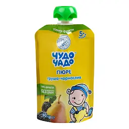 Упаковка пюре Чудо-Чадо Груша-чорнослив пауч 1.44 кг (90 г х 16 шт.) - мініатюра 2