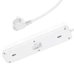 Мережевий продовжувач Hoco NS1 Aura 4-bit (4 х розетки 3 х USB) білий - мініатюра 2