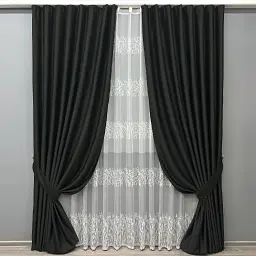 Комплект штор с тюлем VR-Textil Блэкаут Bagema Rvs, черный с белым, 2 шторы 100×270 см + тюль 300×270 см, арт. 71-170/1