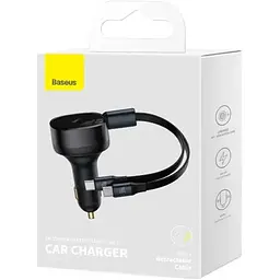 Автомобільний зарядний пристрій Baseus Enjoyment Pro Car Charger 33W Retractable Black (C00035500111-00) [169693] - мініатюра 5