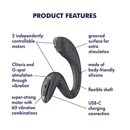 Вибратор Satisfyer G for Goddess 3 Dark Grey Вагинально-клиторальный - миниатюра 3