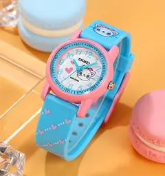 Дитячий наручний годинник Skmei 2157 Котик для дівчинки електронний Cat Pink, 2157CT (19155) - мініатюра 2