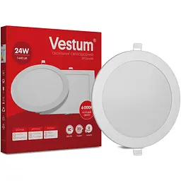 Круглий світлодіодний світильник Vestum врізний 24W 6000K 220V 1-VS-5106 - мініатюра 2