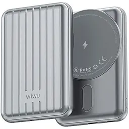 Зовнішній акумулятор WiWU Trunk Series Magnetic PP02 Wireless Charger 5000mAh 20W Silver [104341] - мініатюра 3