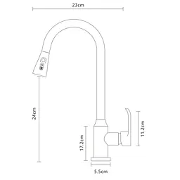 Змішувач кухонний EcoMIX Stella STL-2031-GP витяжний з лійкою для миття посуду нержавійка графіт - мініатюра 2