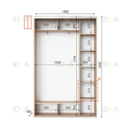 Шафа-купе Idea серія 1 150 x 45 x 240 см Дуб сонома Дзеркало - мініатюра 2