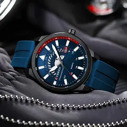 Водостійкий кварцовий годинник Curren Effect black 24133 - мініатюра 4