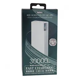 Зовнішній акумулятор Remax Riji 22.5W QC+PD 30000mAh білий (RPP-257) - мініатюра 3