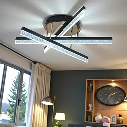 Сучасна стельова LED-люстра Diasha SX1007/3BK, чорна, 48W, акрилові світлові панелі - мініатюра 2