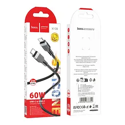 Кабель синхронізації Hoco X109 Silicone 60W/3A Type-C to Type-C 2m Black (35921_3605825) - мініатюра 3