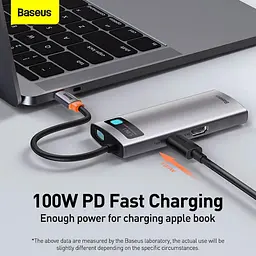 Хаб конвертер Baseus Type-C Metal Gleam Series 5-in-1 3Usb HDMI Type-C 100W CAHub-CX0G - мініатюра 8
